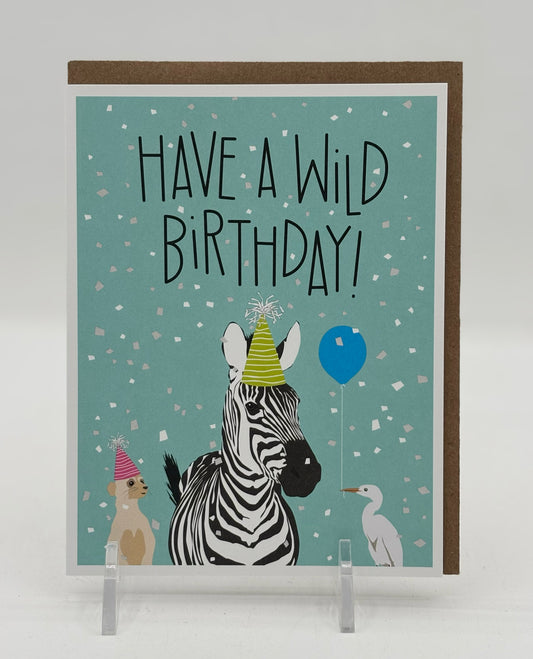 Wild Zebra Birthday Card