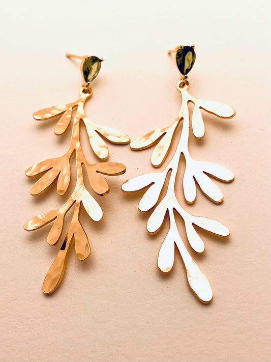 Vine Earrings with Peridot Stud