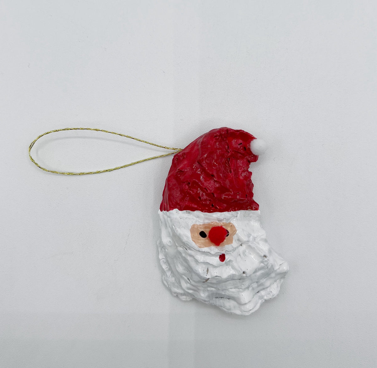 Hand-painted Large Oyster Shell Santa