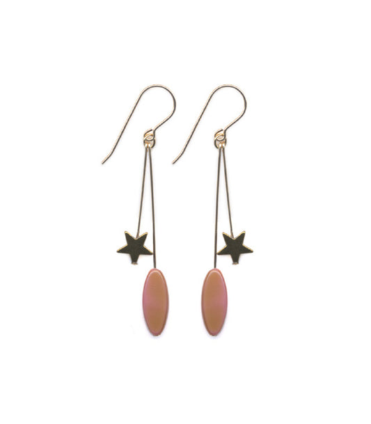 Pink Ellipse with Star Earrings