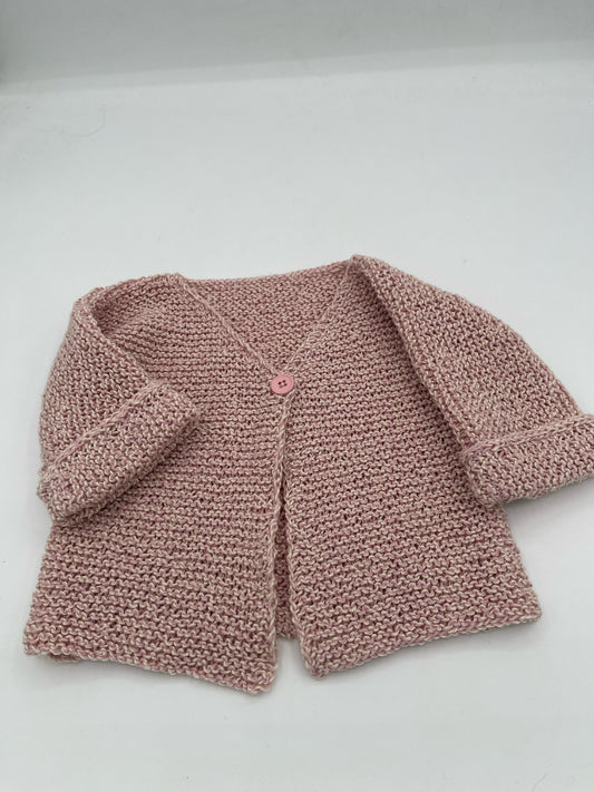 6 M Peppermint Pink Peruvian Pima Cotton Knit Sweater