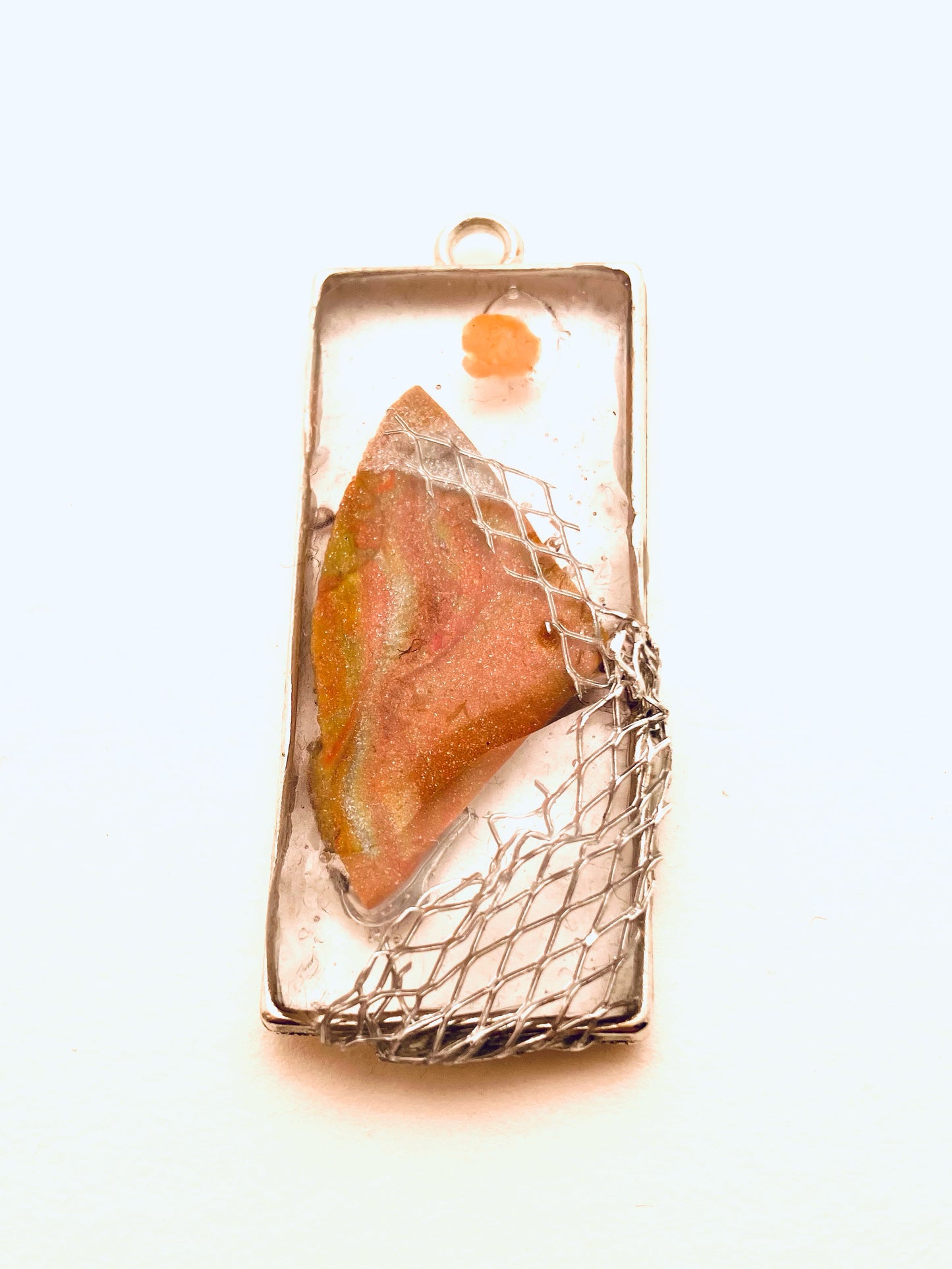 Small Resin Pendant, with Orange Inlay