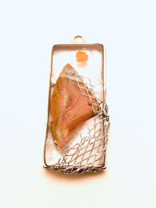 Small Resin Pendant, with Orange Inlay