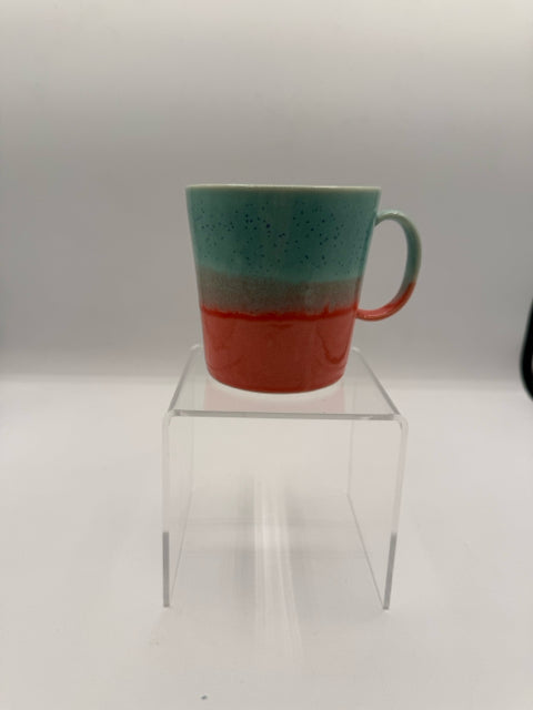 Two-toned Coral & Speckled Pale Turquoise Porcelain Mug
