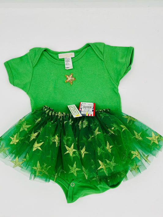 6" Gold Star Tutu with Green Onesie