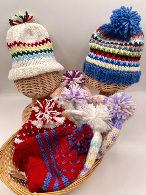 6-12 M Peach and Purple Acrylic Knit Beanie