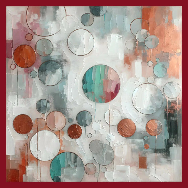 Red Silk Square, Painterly Circle