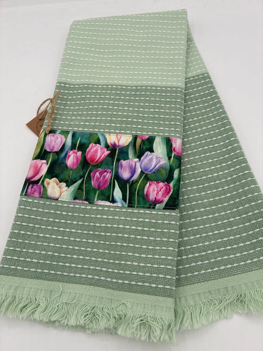 Pale Green Towel with Tulip Trim