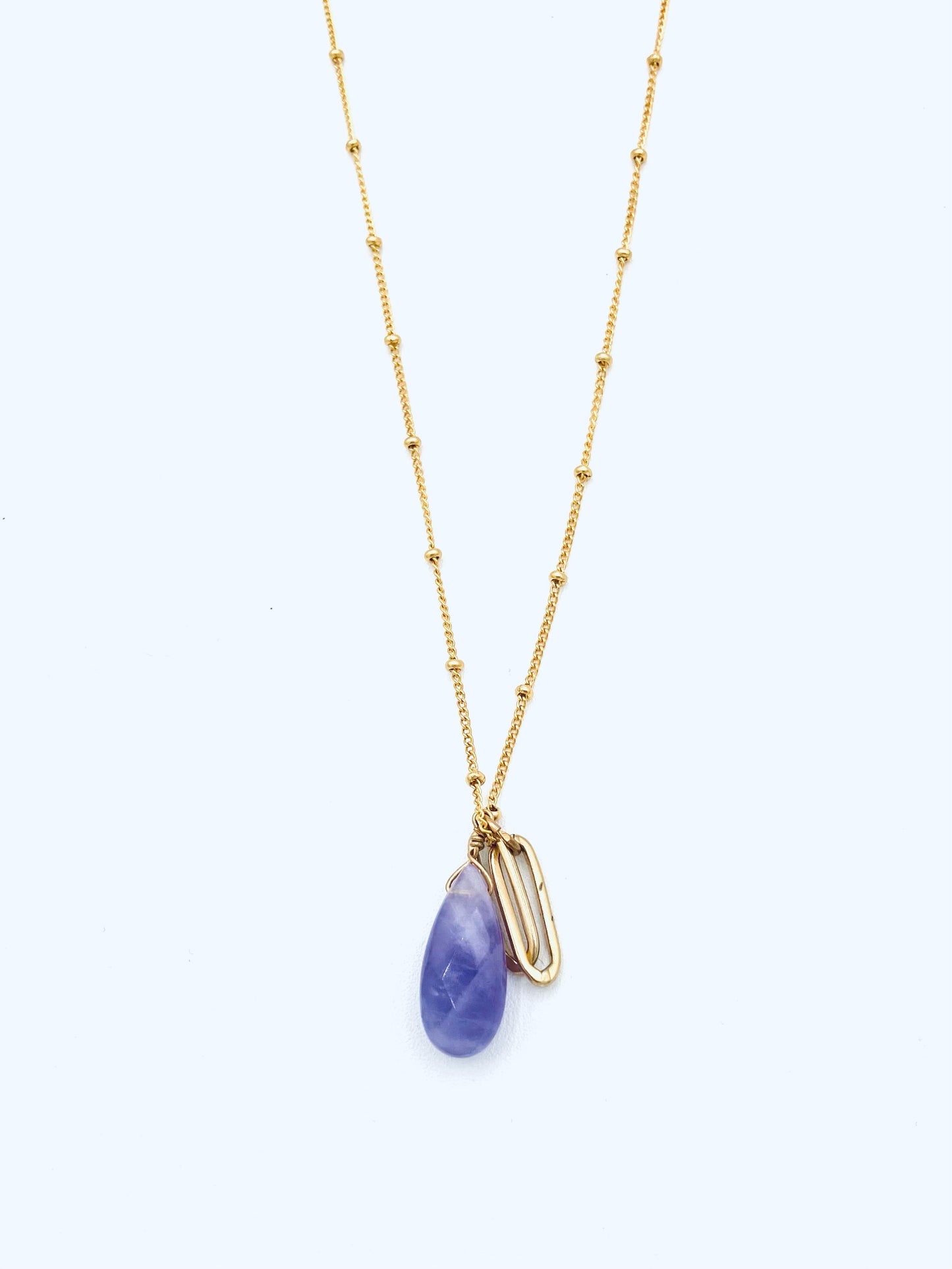 Long Chain with Smooth Amethyst Stone Necklace