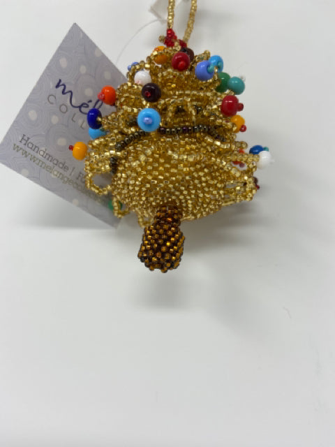 Beaded Gold Christmas Tree Ornament
