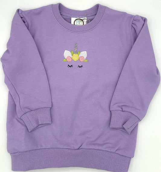 2 Y - Light Purple Sweatshirt with Unicorn Embroidery