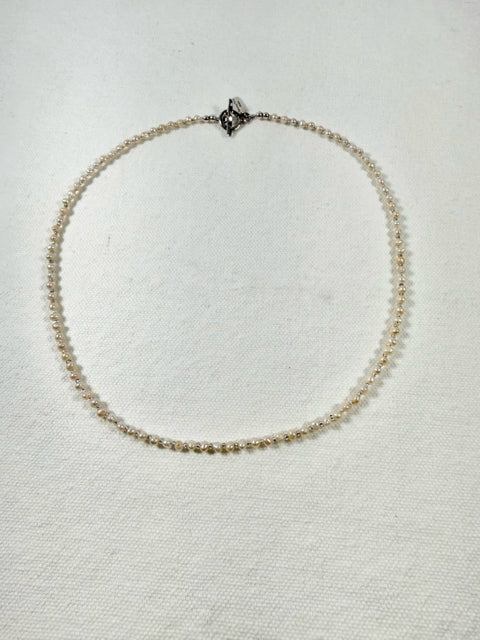 Petite Pearl &  Hill Tribe Silver Necklace