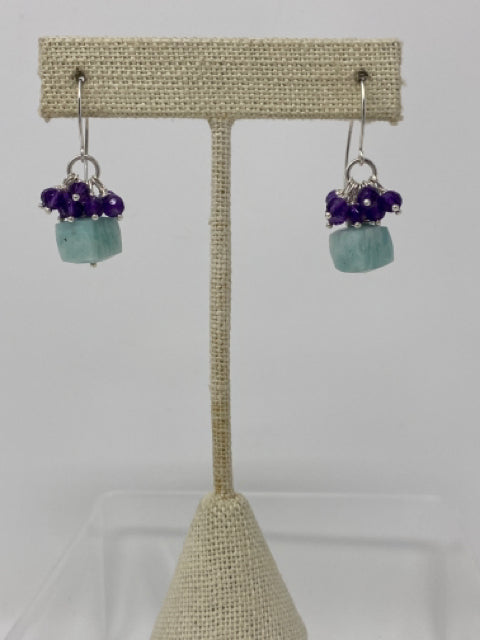 Amazonite, Amethyst Earrings