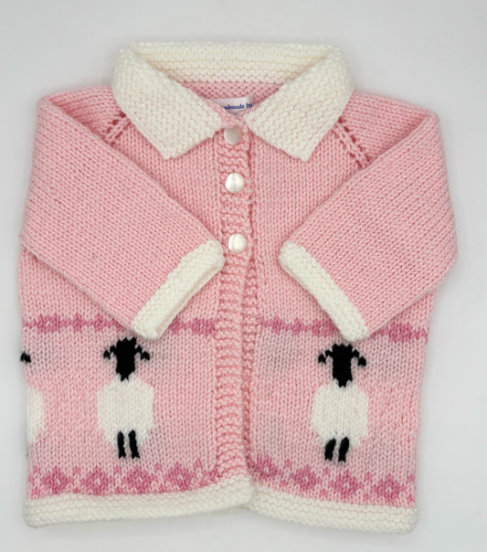 12 M Pink Acrylic Lambs Knit Coat