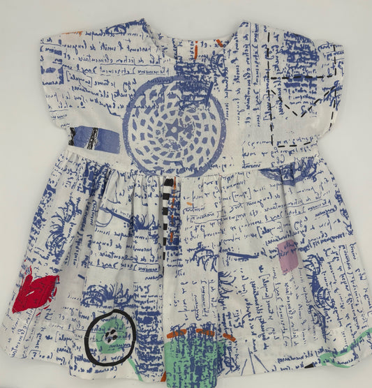 1 Y Dress - White w/Blue Writing