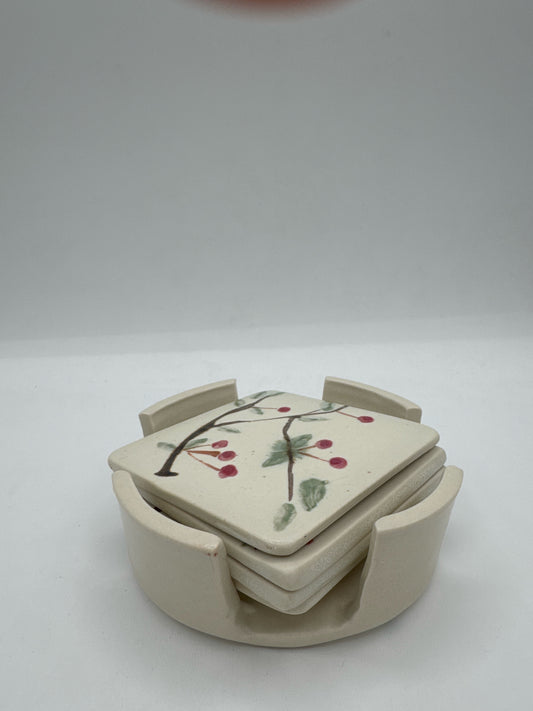 Porcelain Coaster with Holder