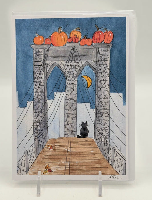 Bridge Cat Halloween Card