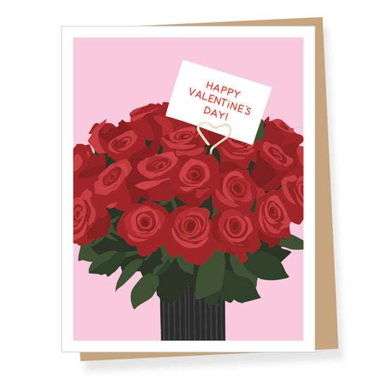 Red Rose Bouquet Valentine Card