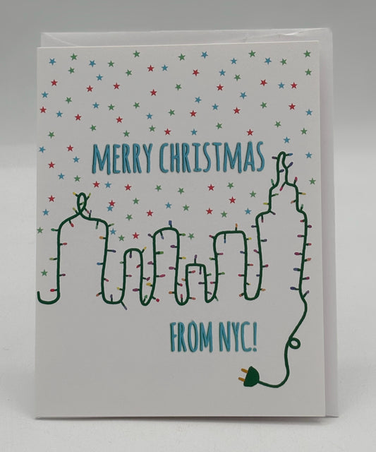 Christmas Lights Skyline Christmas Card
