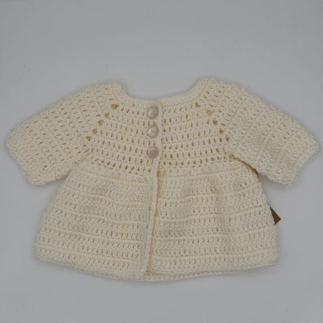 0-3 M Cream Acrylic Crochet Matinee Jacket
