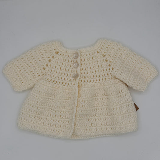 0-3 M Cream Acrylic Crochet Matinee Jacket