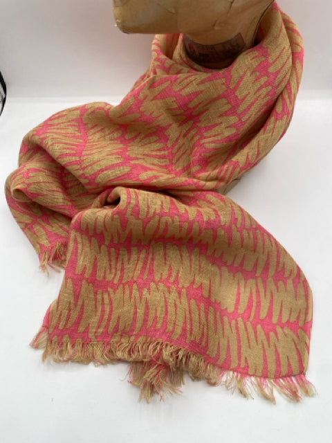 Beige & Pink Gesture Linen Scarf