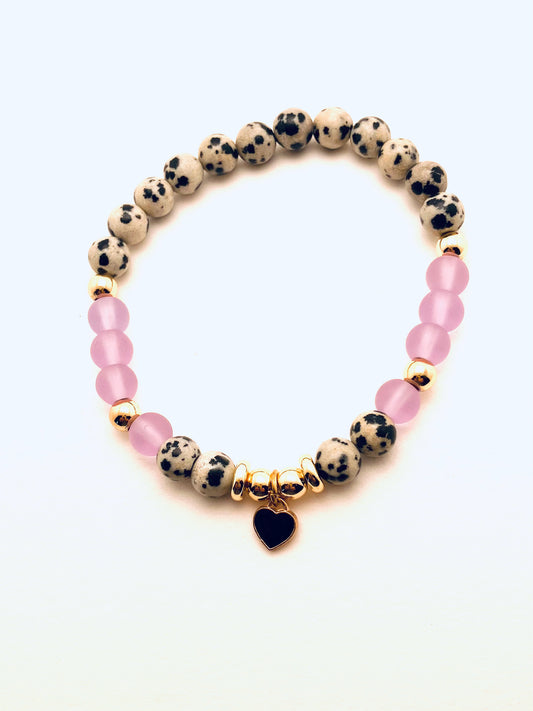Dalmatian Bracelet with Black Heart