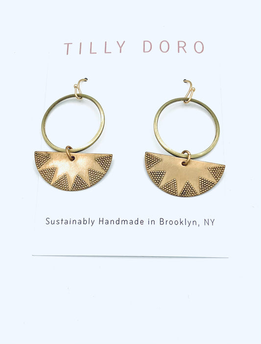 Etched Crescent Hoop Earrings