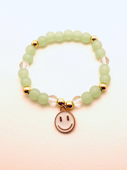 Green Smiley Face Kids Bracelet