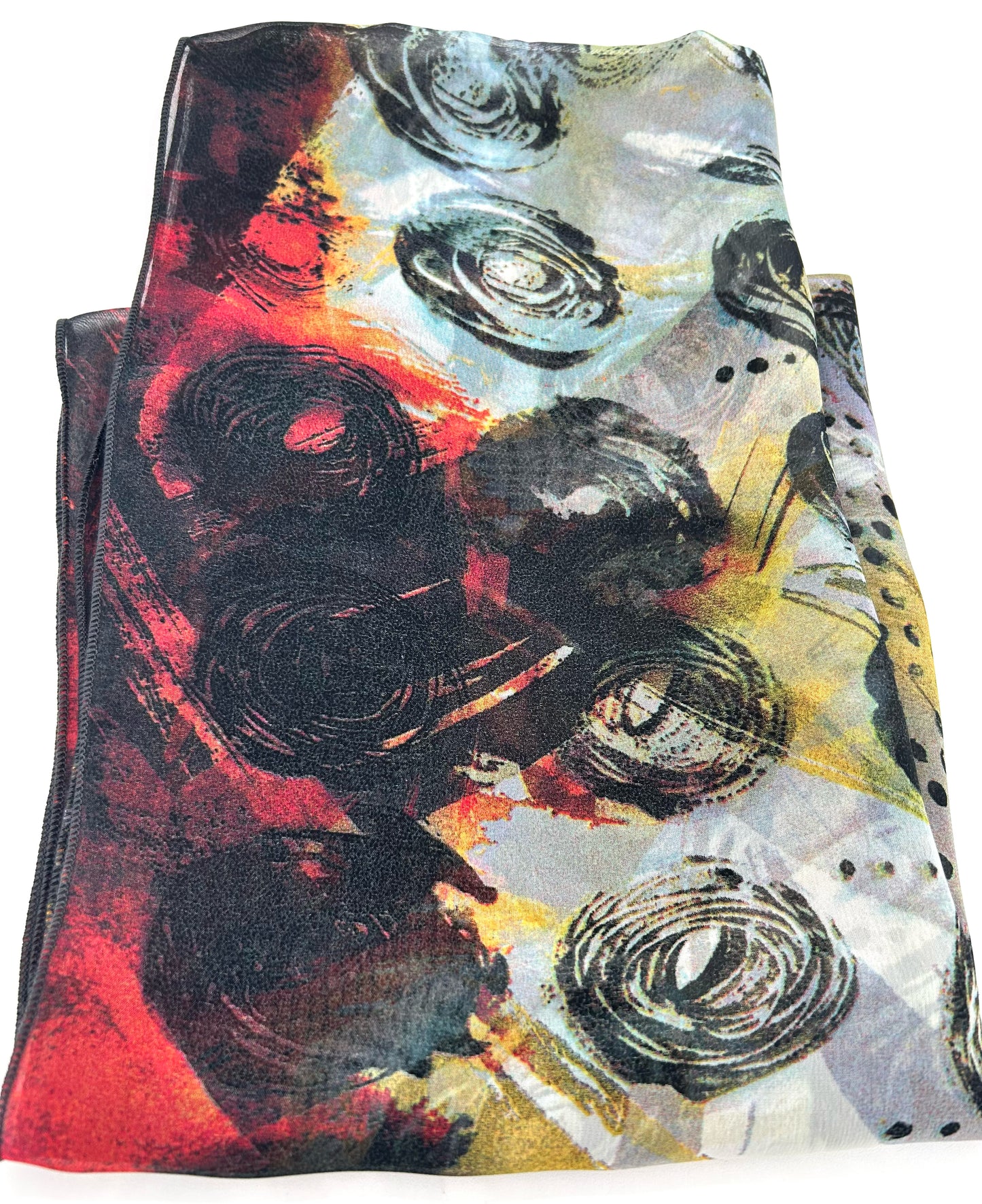 Black , Red, & Gold Sworls Scarf