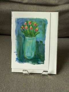 Blue And Green Tulips Card