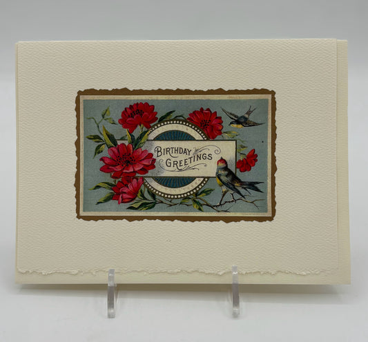 Birds And Roses Birthday Card
