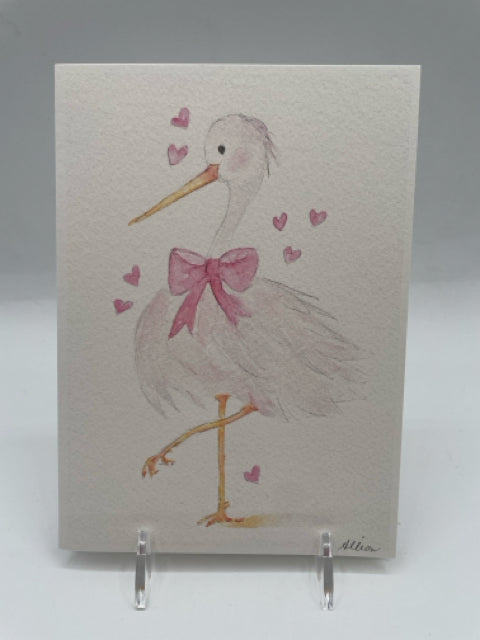 Pink Stork New Baby Card