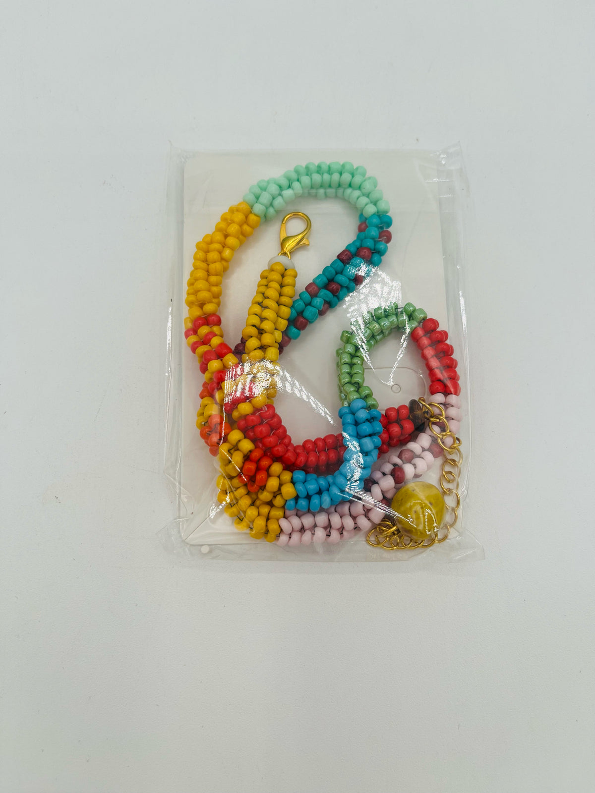 Multi-Colored Woven Beaded Necklace