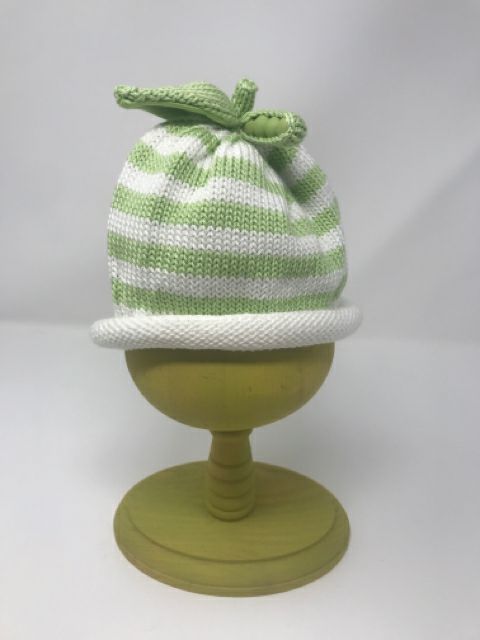 6-9 M Green & White Striped Cotton Knit Sweet Pea Hat