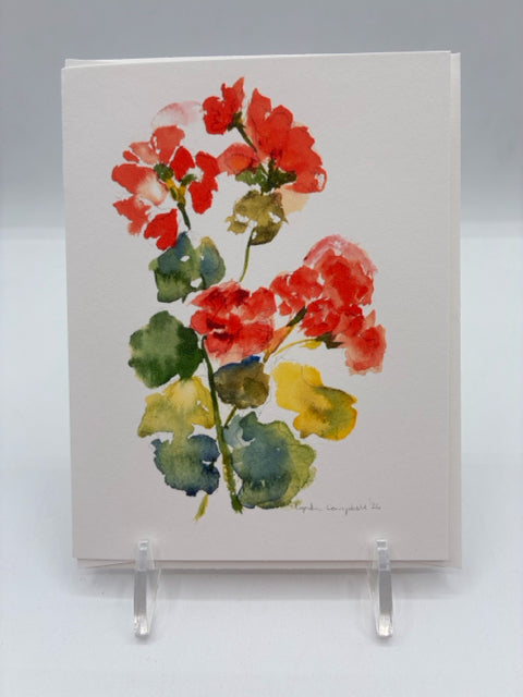 Watercolor Geraniums Card