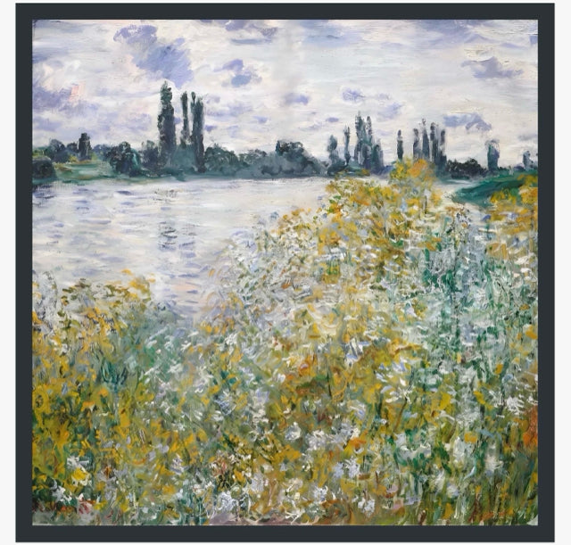 Ile Aux Fleurs near Vertheuil by Monet Silk Square, Basketweave Stripessss