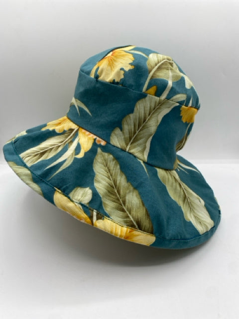 Teal Blue Floral Sun Hat