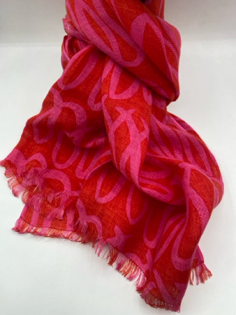 Red & Pink Verse Linen Scarf