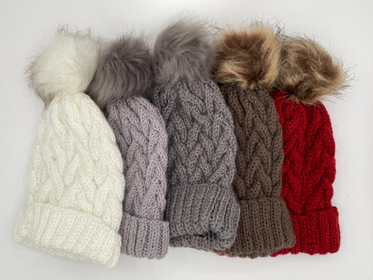 Child's Small White Faux Fur Acrylic Pom Pom Hat
