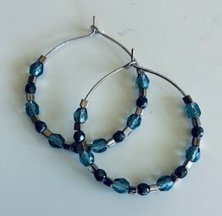 Blue and Silver Hoops