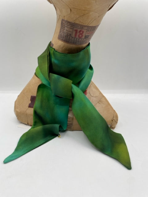 Green Silk Skinny Scarf