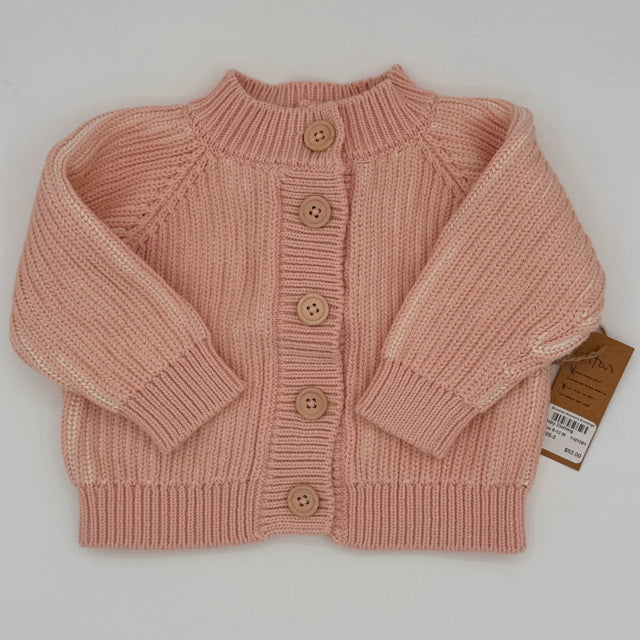 3-6 M Pink Cotton Brioche Knit Cardigan