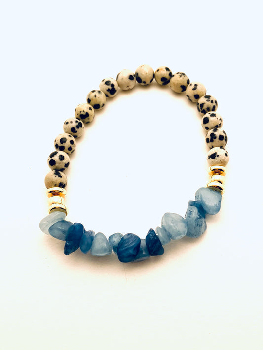 Dalmatian Bracelet with Blue Chip Bead
