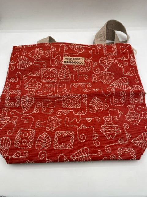 Red and White Fish Print Tote Bag
