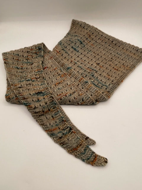 Stone and Multi Merino Wool Crochet Triangle Shawlette
