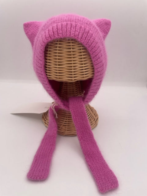 12-18 M Hot Pink Angora Blend Knit Baby Kitty Hat