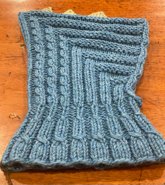 Child Small Blue Superwash Wool Dinosaur Balaclava