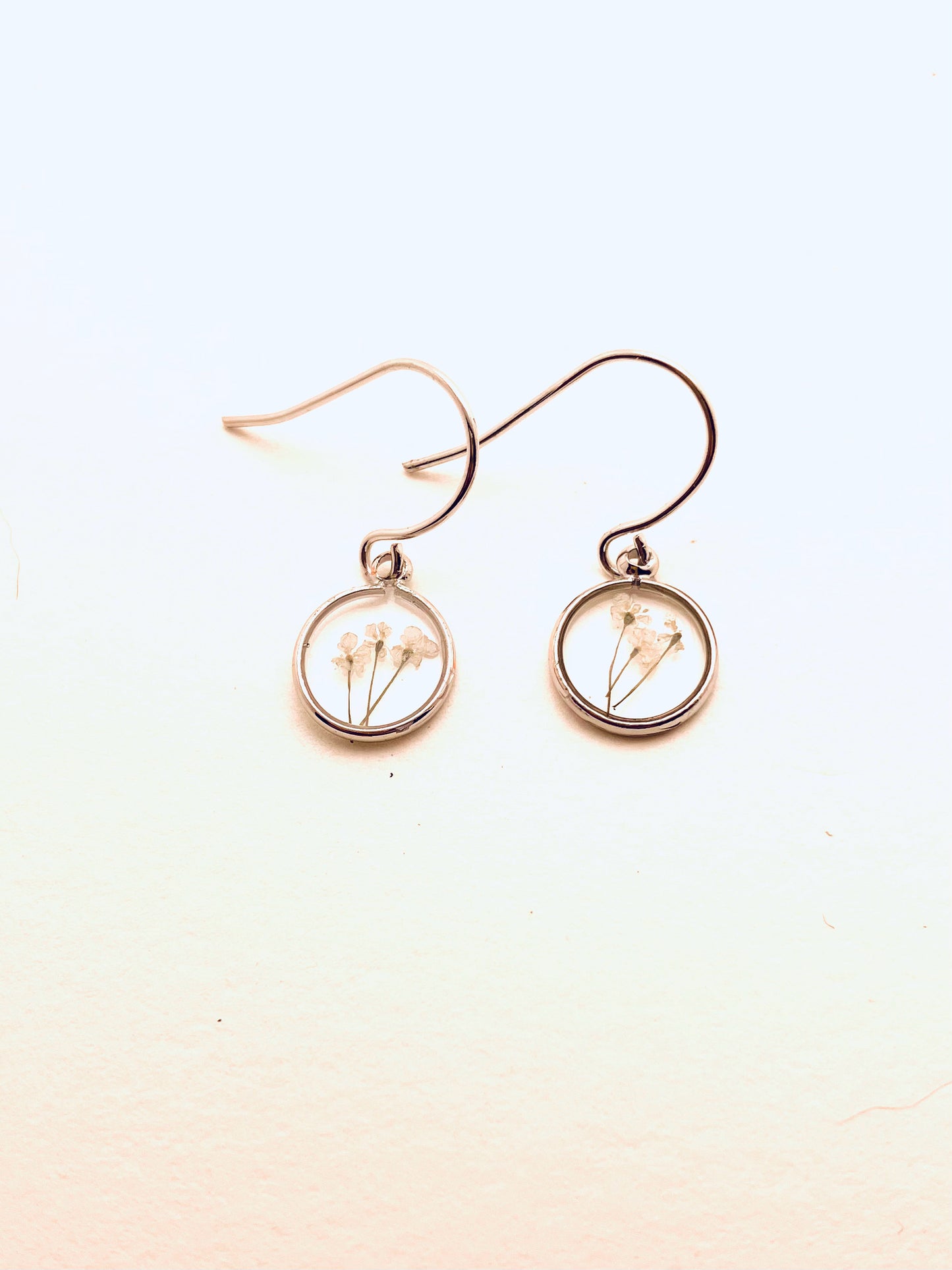 Round, Dried Pressed Wildflower Earrings