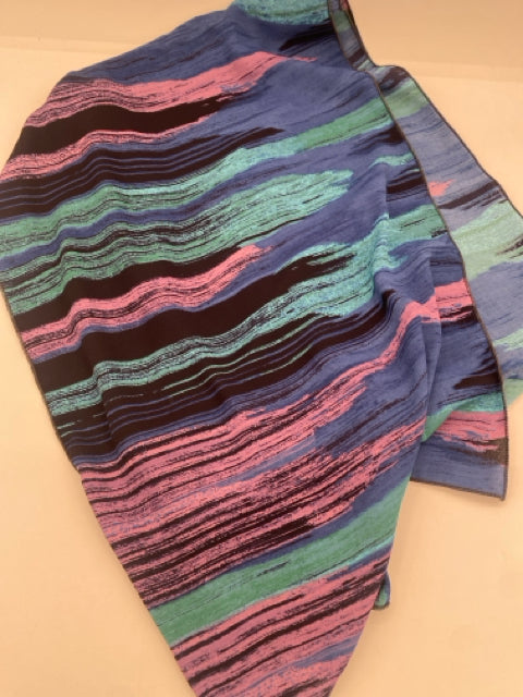 Blue. Aqua, Purple Striped Scarf